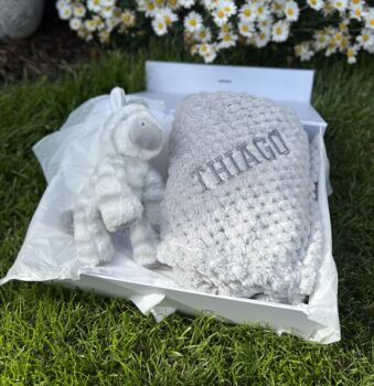 Personalised Baby Blanket And Zebra Soft Toy, 3 of 4