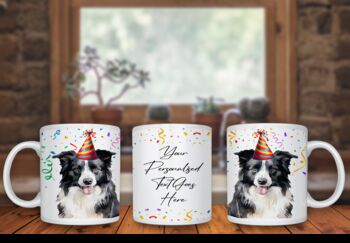 Personalised Border Collie Birthday Congratulations Party Gift Mug, 2 of 2