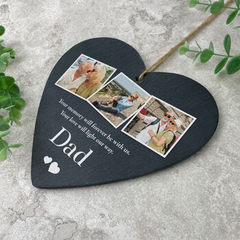 Personalised Photo Memorial Slate Hanging Heart Decoration 15 X 16cm, 3 of 6