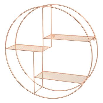 Rose Gold Industrial Metal Round Floating Shelf, 4 of 7