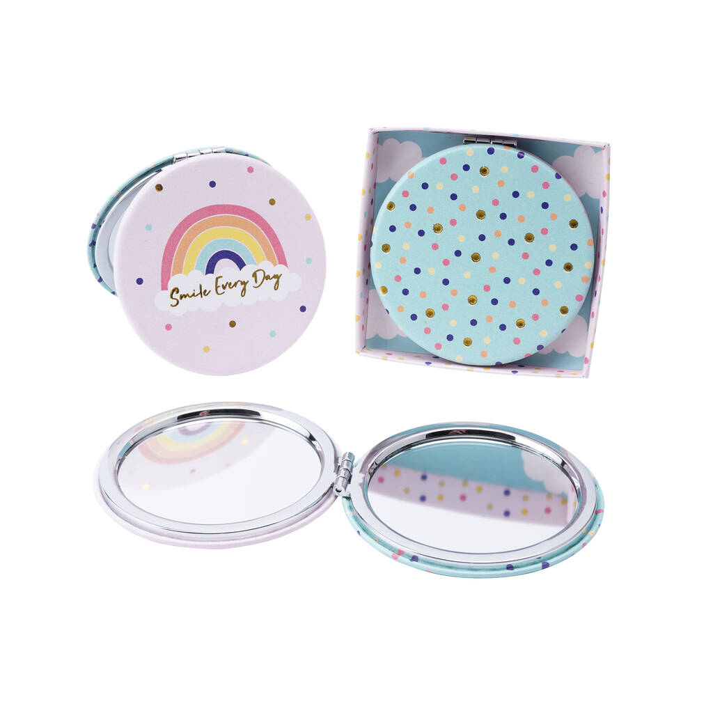 Rainbow 'Smile Every Day' Glass Compact Mirror, 1 of 2