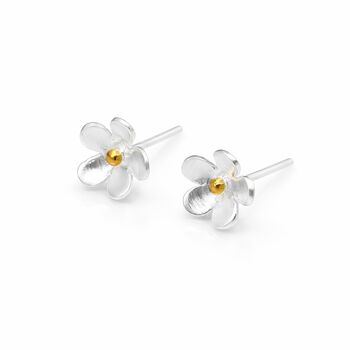 Sterling Silver And Gold Forget Me Not Stud Earrings – 8mm, 8 of 9