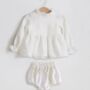 Baby White Apparel Long Sleeve Set With Shorts, thumbnail 1 of 3