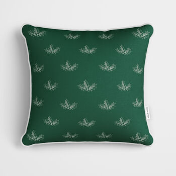 Personalised Green Holly Christmas Cushion, 3 of 7