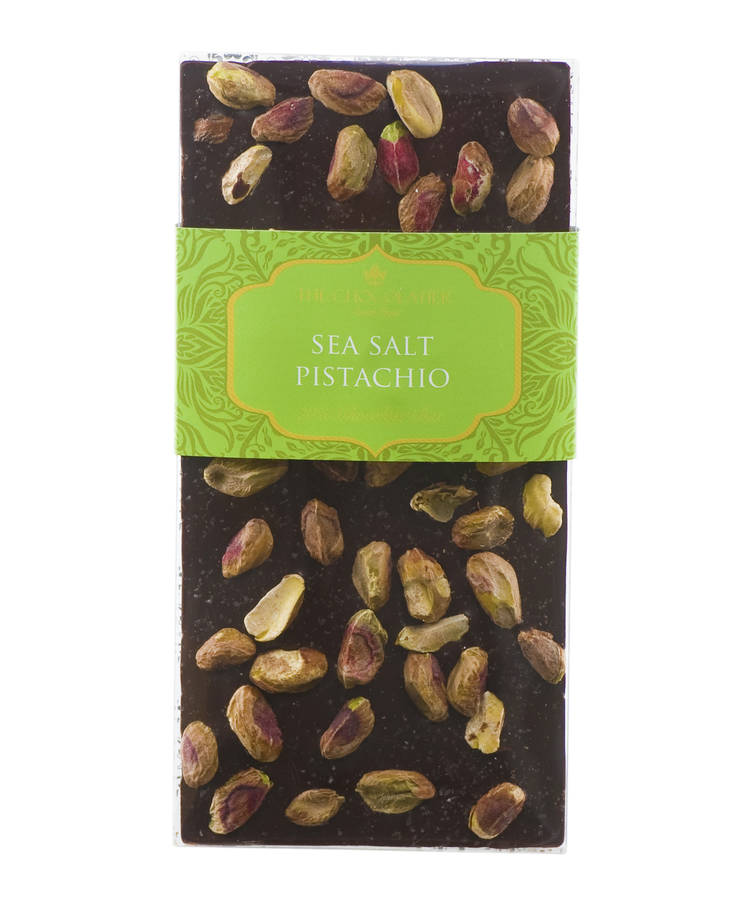 70% Sea Salt And Pistachio Chocolate Bar 100g By The Chocolatier ...