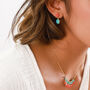 Red Flower And Turquoise Stone Drop Earrings, thumbnail 1 of 3