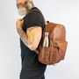 Personalised Brown Leather Backpack With Side Pockets, thumbnail 3 of 12