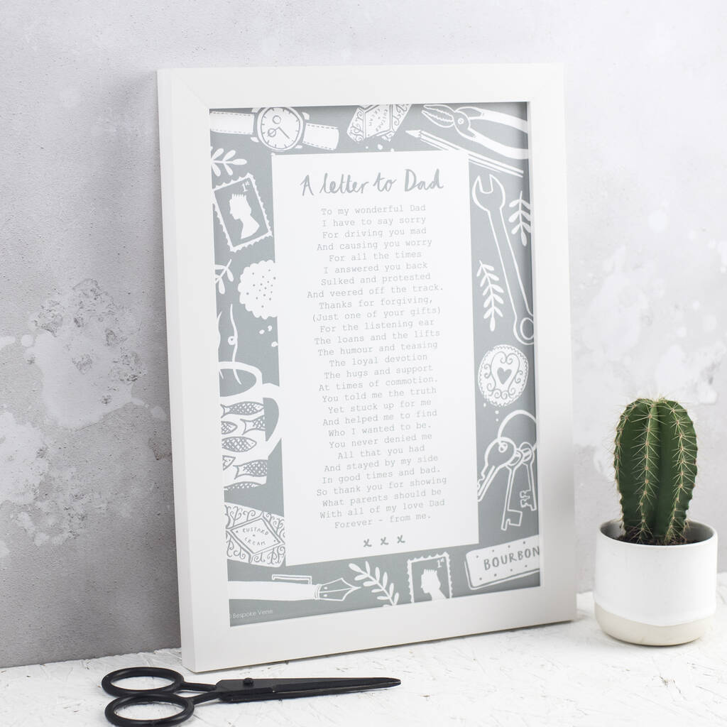 a letter to dad poem print by bespoke verse notonthehighstreetcom