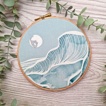 Moonlight Seascape Embroidery Kit, Moonlit Ocean Craft Diy Kit, 2 of 6