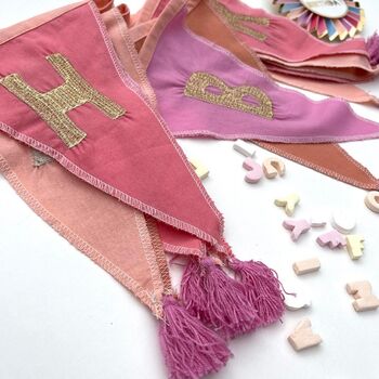 Pink 'Happy Birthday' Fabric Bunting, 2 of 4