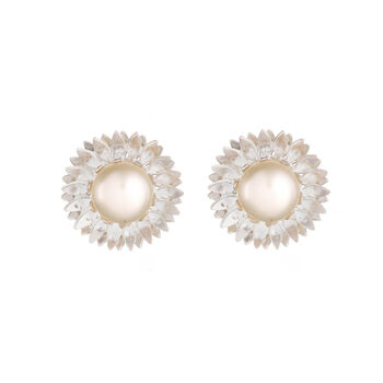 Sunflower Stud Earrings With Pearls, 9 of 10