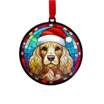 Cocker Spaniel Golden In Santa Hat Suncatcher Decoration, 6 of 6