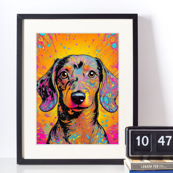 Colourful Dachshund Portrait Illustration Print, 3 of 3