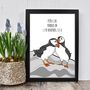 Puffin Themed Engagement Or Wedding Print, thumbnail 1 of 7
