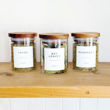 Small Acacia Spice Jar With Personalised Label, 4 of 10