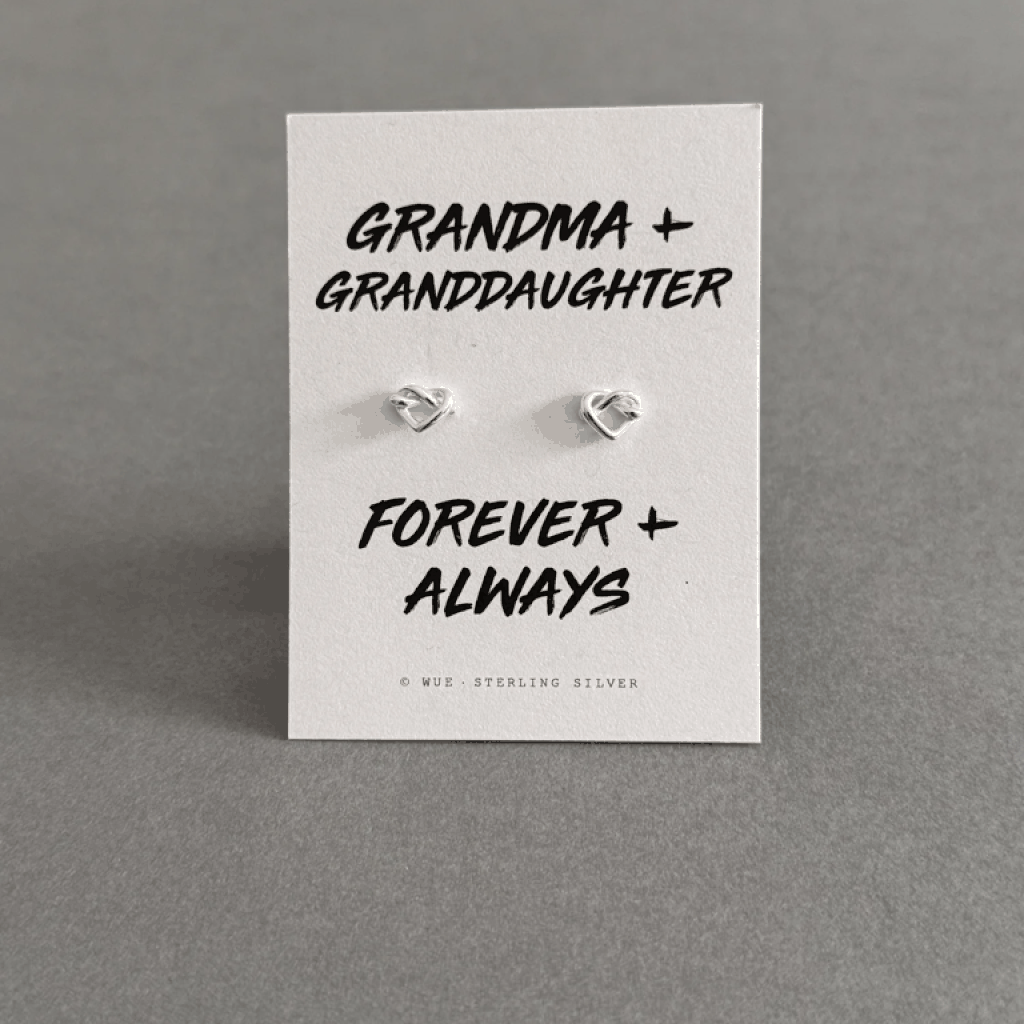 Grandma + Granddaughter Sterling Silver Heart Knot Earrings, 2 of 5