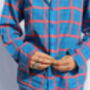 Organic Cotton Can Vibe Blue Tartan Unisex Pyjama, thumbnail 5 of 9