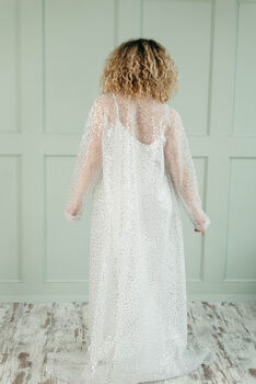 Gold Sequin Kimono | Wedding Cape | Long Sleeved Bridal Cover Up, 11 of 11