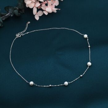 Genuine Pearl Choker Necklace In Sterling Silver, 2 of 12
