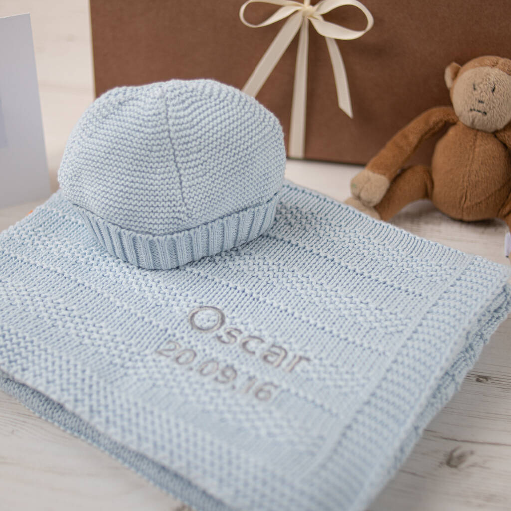 Baby Boys Bubble Blanket And Hat Gift Set By Toffee Moon