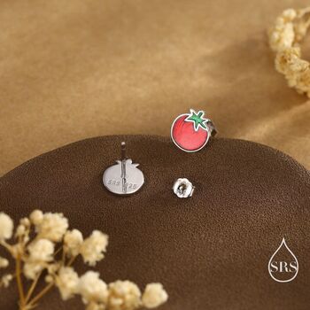 Stering Silver Tomato Stud Earrings, 5 of 12