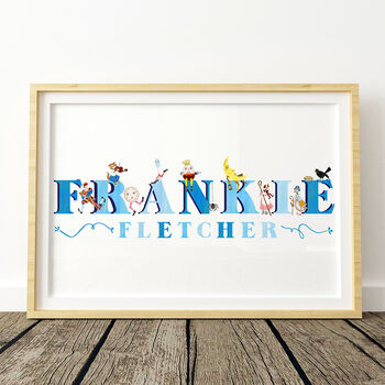 Personalised Nursery Rhyme Blue Name Print, 2 of 5