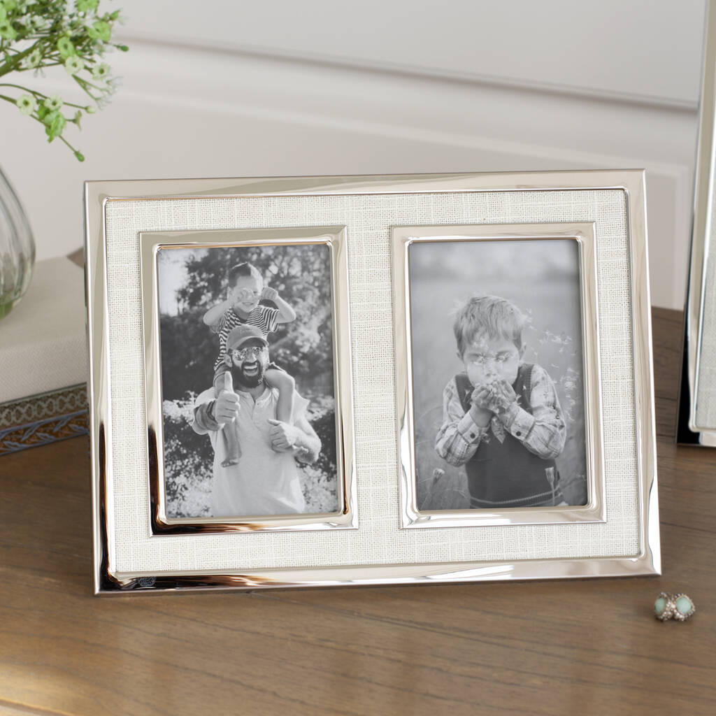Linen Double Aperture Photo Frame 4x6” By Jodie Byrne
