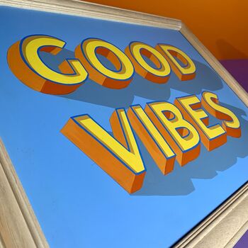'Good Vibes' Typography Wall Art Sign, 3 of 9