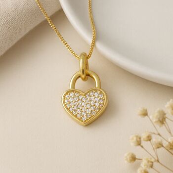 Personalised 9ct Yellow Gold Diamond Heart Padlock Necklace, 6 of 10