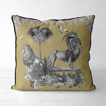 Lion Cushion In Honey Gold, 2 of 6