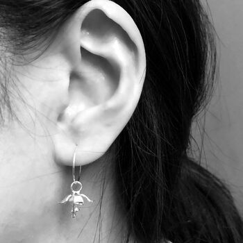 Sterling Silver Lily Flower Hoop Earrings, 8 of 10