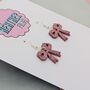 Ribbon Bow Mini Glitter Resin Earrings, thumbnail 7 of 12