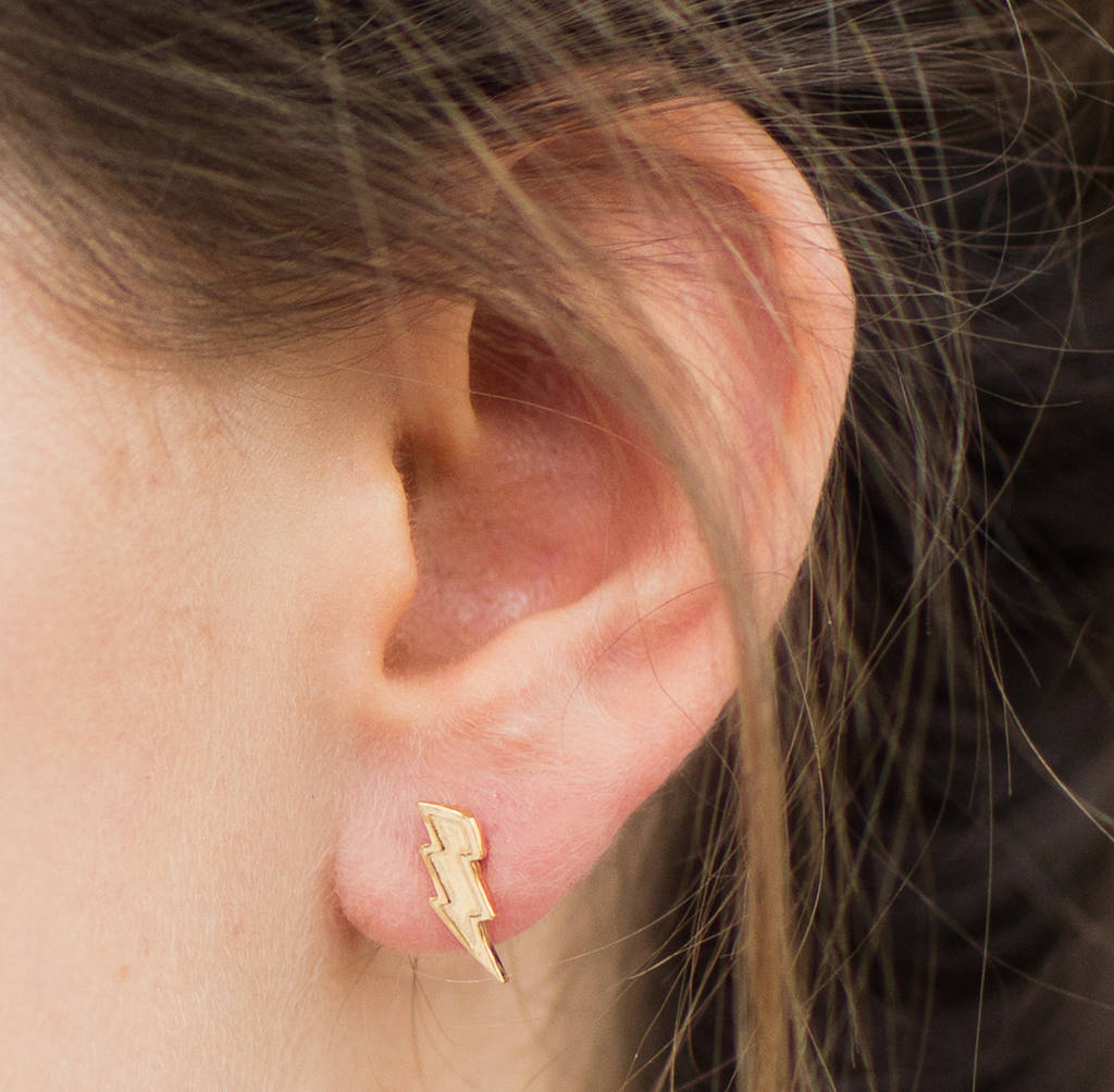 Lightning Bolt Stud Earrings By Cabbage White England