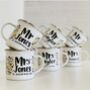 Mr And Mrs Personalised Enamel Mug Wedding Set, thumbnail 3 of 4