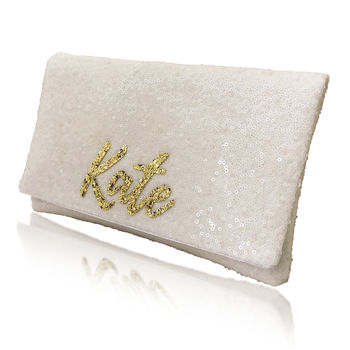 Ivory Sequin Mrs Clutch, 5 of 6