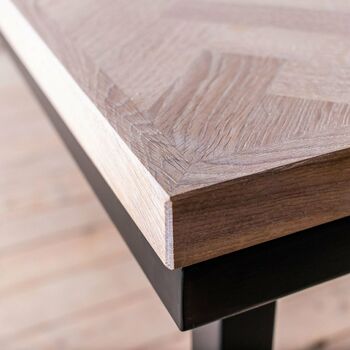 Medway Herringbone Oak Industrial Style Dining Table, 6 of 7