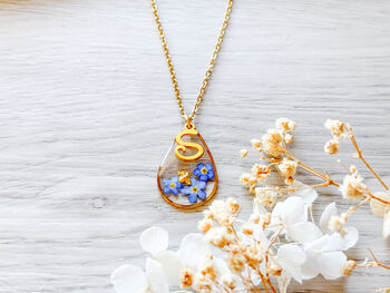 Forget Me Nots Teardrop Inital Necklace, 4 of 7