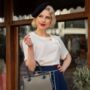 Cindy Blouse In Black Mayflower Vintage 1940s Style, thumbnail 3 of 3