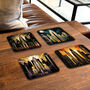 Urban Horizons Art Deco Set Of Four Pu Leather Coasters, thumbnail 7 of 8