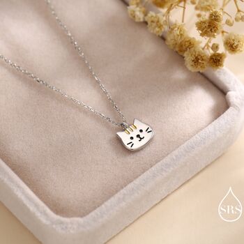 Tabby Cat Pendant Necklace In Sterling Silver, 2 of 9