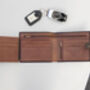 Personalised Dark Brown And Tan Leather Wallet Rfid, thumbnail 8 of 9