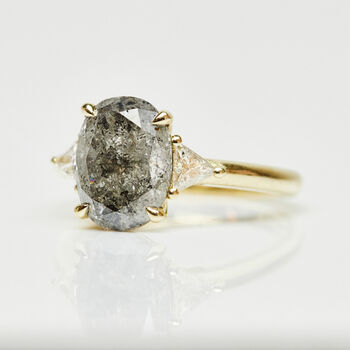 Oval Salt And Pepper Diamond Engagement Ring, 3 of 3