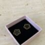 Black Five Leaf Clover Stud Earrings, thumbnail 3 of 3