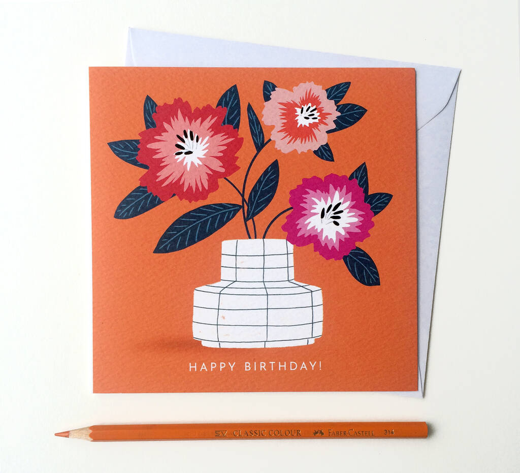 Flower Vase Happy Birthday Card By Ickaprint | notonthehighstreet.com