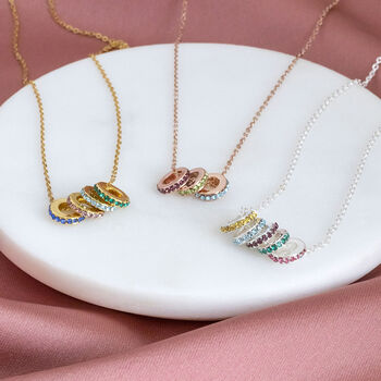 Family Birthstone Rings Necklace, 4 of 12