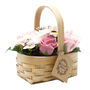 Pink Flower Bouquet Soap In Wicker Basket Gift, thumbnail 1 of 3