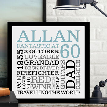 Personalised 60th Birthday Typographic Art, 5 of 6