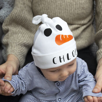 Personalised Baby Snowman Hat, 2 of 4