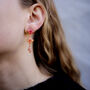 Red Pressed Flower Sterling Silver Stud Earrings, thumbnail 2 of 10