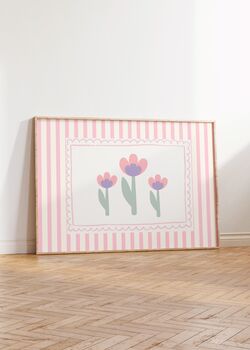 Girls Floral Personalised Whimiscal Wall Art Set Of Four, 3 of 5